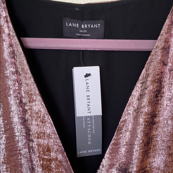 Lane Bryant Pink Gold V-Neck Long Sleeve Gown. NWT - Picture 2 of 9